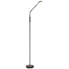 Stojací lampa, matný černý kov, saténový akrylát, transparentní, dotykové zapnutí/vypnutí, dotykový vypínač, DxŠxV:52x20x173cm, délka kabelu 180cm, včetně LED 6,5W 230V, 700lm zdroj, 350lm výstup, změna barvy světla 2700/3350/4000K