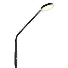 Stojací lampa, matný černý kov, saténový akrylát, transparentní, dotykové zapnutí/vypnutí, dotykový vypínač, DxŠxV:52x20x173cm, délka kabelu 180cm, včetně LED 6,5W 230V, 700lm zdroj, 350lm výstup, změna barvy světla 2700/3350/4000K