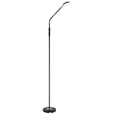 Stojací lampa, matný černý kov, saténový akrylát, transparentní, dotykové zapnutí/vypnutí, dotykový vypínač, DxŠxV:52x20x173cm, délka kabelu 180cm, včetně LED 6,5W 230V, 700lm zdroj, 350lm výstup, změna barvy světla 2700/3350/4000K