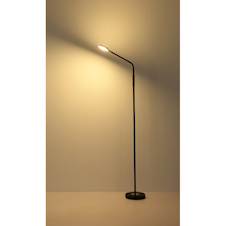 Stojací lampa, matný černý kov, saténový akrylát, transparentní, dotykové zapnutí/vypnutí, dotykový vypínač, DxŠxV:52x20x173cm, délka kabelu 180cm, včetně LED 6,5W 230V, 700lm zdroj, 350lm výstup, změna barvy světla 2700/3350/4000K