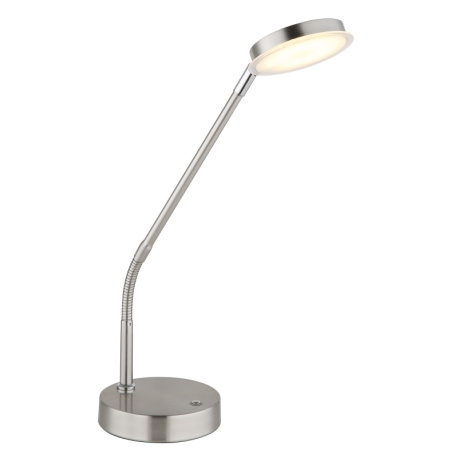 Stolní lampa, matný nikl, saténový akrylát, transparentní, dotykové zapnutí/vypnutí, dotykový vypínač, DxŠxV:43x13x53,5cm, délka kabelu 150cm, včetně LED 6,5W 230V, 700lm zdroj, 350lm výstup, změna barvy světla 2700/3350/4000K
