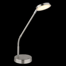 Stolní lampa, matný nikl, saténový akrylát, transparentní, dotykové zapnutí/vypnutí, dotykový vypínač, DxŠxV:43x13x53,5cm, délka kabelu 150cm, včetně LED 6,5W 230V, 700lm zdroj, 350lm výstup, změna barvy světla 2700/3350/4000K