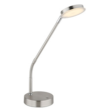 Stolní lampa, matný nikl, saténový akrylát, transparentní, dotykové zapnutí/vypnutí, dotykový vypínač, DxŠxV:43x13x53,5cm, délka kabelu 150cm, včetně LED 6,5W 230V, 700lm zdroj, 350lm výstup, změna barvy světla 2700/3350/4000K