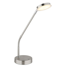 Stolní lampa, matný nikl, saténový akrylát, transparentní, dotykové zapnutí/vypnutí, dotykový vypínač, DxŠxV:43x13x53,5cm, délka kabelu 150cm, včetně LED 6,5W 230V, 700lm zdroj, 350lm výstup, změna barvy světla 2700/3350/4000K