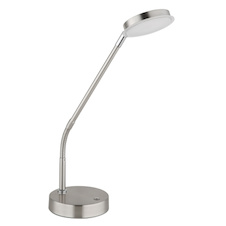 Stolní lampa, matný nikl, saténový akrylát, transparentní, dotykové zapnutí/vypnutí, dotykový vypínač, DxŠxV:43x13x53,5cm, délka kabelu 150cm, včetně LED 6,5W 230V, 700lm zdroj, 350lm výstup, změna barvy světla 2700/3350/4000K