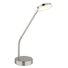 Stolní lampa, matný nikl, saténový akrylát, transparentní, dotykové zapnutí/vypnutí, dotykový vypínač, DxŠxV:43x13x53,5cm, délka kabelu 150cm, včetně LED 6,5W 230V, 700lm zdroj, 350lm výstup, změna barvy světla 2700/3350/4000K