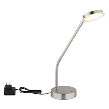Stolní lampa, matný nikl, saténový akrylát, transparentní, dotykové zapnutí/vypnutí, dotykový vypínač, DxŠxV:43x13x53,5cm, délka kabelu 150cm, včetně LED 6,5W 230V, 700lm zdroj, 350lm výstup, změna barvy světla 2700/3350/4000K