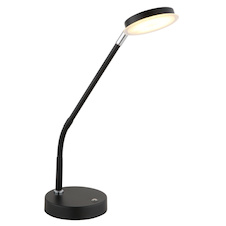 Stolní lampa, matný černý kov, saténový akrylát, transparentní, dotykové zapnutí/vypnutí, dotykový vypínač, DxŠxV:43x13x52cm, délka kabelu 150cm, včetně LED 6,5W 230V, 700lm zdroj, 350lm výstup, změna barvy světla 2700/3350/4000K