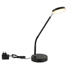 Stolní lampa, matný černý kov, saténový akrylát, transparentní, dotykové zapnutí/vypnutí, dotykový vypínač, DxŠxV:43x13x52cm, délka kabelu 150cm, včetně LED 6,5W 230V, 700lm zdroj, 350lm výstup, změna barvy světla 2700/3350/4000K