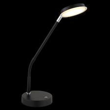 Stolní lampa, matný černý kov, saténový akrylát, transparentní, dotykové zapnutí/vypnutí, dotykový vypínač, DxŠxV:43x13x52cm, délka kabelu 150cm, včetně LED 6,5W 230V, 700lm zdroj, 350lm výstup, změna barvy světla 2700/3350/4000K