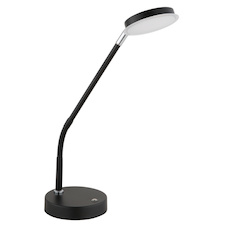 Stolní lampa, matný černý kov, saténový akrylát, transparentní, dotykové zapnutí/vypnutí, dotykový vypínač, DxŠxV:43x13x52cm, délka kabelu 150cm, včetně LED 6,5W 230V, 700lm zdroj, 350lm výstup, změna barvy světla 2700/3350/4000K