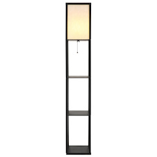 Stojací lampa, černé dřevo, látka v přírodní barvě, černý PVC kabel, tahový vypínač, DxŠxV:26x26x160cm, délka kabelu 180cm, bez žárovky 1x E27, max. 60W 230V