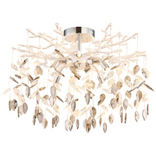 Stropní svítidlo, chromovaný kov, průhledný plast, kouřově zbarvené skleněné krystaly, průhledné, Ø:61cm, V:46cm, bez žárovek 8x G9, max. 8W 230V