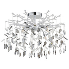 Stropní svítidlo, chromovaný kov, průhledný plast, kouřově zbarvené skleněné krystaly, průhledné, Ø:61cm, V:46cm, bez žárovek 8x G9, max. 8W 230V