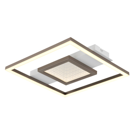 Stropní svítidlo, matný bílý kov, plast v barvě kávy, bílý plast, zrcadlový plast s 3D efektem, DxŠxV:35x33x4,5cm, včetně LED 18W 230V, zdroj 2280lm, výstup 1050lm, 3000K