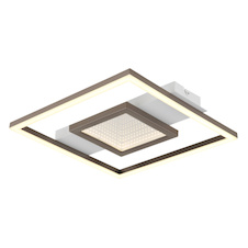 Stropní svítidlo, matný bílý kov, plast v barvě kávy, bílý plast, zrcadlový plast s 3D efektem, DxŠxV:35x33x4,5cm, včetně LED 18W 230V, zdroj 2280lm, výstup 1050lm, 3000K