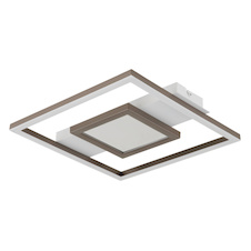 Stropní svítidlo, matný bílý kov, plast v barvě kávy, bílý plast, zrcadlový plast s 3D efektem, DxŠxV:35x33x4,5cm, včetně LED 18W 230V, zdroj 2280lm, výstup 1050lm, 3000K