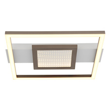 Stropní svítidlo, matný bílý kov, plast v barvě kávy, bílý plast, zrcadlový plast s 3D efektem, DxŠxV:35x33x4,5cm, včetně LED 18W 230V, zdroj 2280lm, výstup 1050lm, 3000K