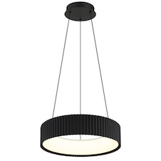 Závěsné svítidlo, matný černý kov, bílý akrylát, černý PVC kabel, více nastavení pomocí nástěnného vypínače, fixovatelné barvy, paměťová funkce, výškově nastavitelné, Ø:46cm, H:120cm, LED 45W 230 V, zdroj 5625lm, výkon 1600lm, CCT 2700/4000/6000 K