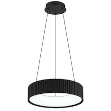 Závěsné svítidlo, matný černý kov, bílý akrylát, černý PVC kabel, více nastavení pomocí nástěnného vypínače, fixovatelné barvy, paměťová funkce, výškově nastavitelné, Ø:46cm, H:120cm, LED 45W 230 V, zdroj 5625lm, výkon 1600lm, CCT 2700/4000/6000 K