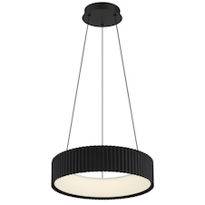 Závěsné svítidlo, matný černý kov, bílý akrylát, černý PVC kabel, více nastavení pomocí nástěnného vypínače, fixovatelné barvy, paměťová funkce, výškově nastavitelné, Ø:46cm, H:120cm, LED 45W 230 V, zdroj 5625lm, výkon 1600lm, CCT 2700/4000/6000 K