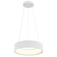 Závěsné svítidlo, matný bílý kov, bílý akrylát, průhledný PVC kabel, více nastavení pomocí nástěnného vypínače, fixovatelné barvy, paměťová funkce, výškově nastavitelné, Ø:46cm, H:120cm, LED 45W 230 V, zdroj 5625lm, výkon 1600lm, CCT2700/4000/6000 K