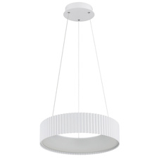 Závěsné svítidlo, matný bílý kov, bílý akrylát, průhledný PVC kabel, více nastavení pomocí nástěnného vypínače, fixovatelné barvy, paměťová funkce, výškově nastavitelné, Ø:46cm, H:120cm, LED 45W 230 V, zdroj 5625lm, výkon 1600lm, CCT2700/4000/6000 K