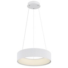 Závěsné svítidlo, matný bílý kov, bílý akrylát, průhledný PVC kabel, více nastavení pomocí nástěnného vypínače, fixovatelné barvy, paměťová funkce, výškově nastavitelné, Ø:46cm, H:120cm, LED 45W 230 V, zdroj 5625lm, výkon 1600lm, CCT2700/4000/6000 K