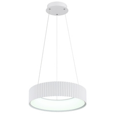 Závěsné svítidlo, matný bílý kov, bílý akrylát, průhledný PVC kabel, více nastavení pomocí nástěnného vypínače, fixovatelné barvy, paměťová funkce, výškově nastavitelné, Ø:46cm, H:120cm, LED 45W 230 V, zdroj 5625lm, výkon 1600lm, CCT2700/4000/6000 K