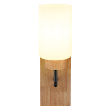 Nástěnná lampa, kov s imitací tmavého dubového dřeva, matný černý kov, matné bílé sklo, směr světla: nahoru, ŠxV:10x31cm, V:18cm, bez žárovek 1x E27, max. 60W 230V
