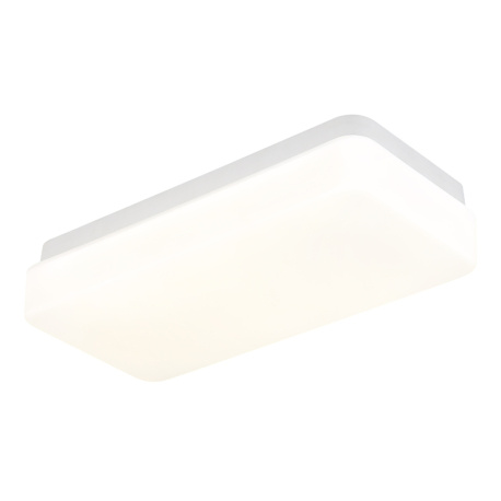 Stropní svítidlo, matný bílý kov, bílý akrylát, posuvný spínač, nastavitelné barvy, DxŠxV:28,5x13,5x6cm, LED 12W 230V, zdroj 1500lm, výkon 684lm, CCT 3000/4200/6500K