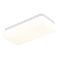 Stropní svítidlo, matný bílý kov, bílý akrylát, posuvný spínač, nastavitelné barvy, DxŠxV:28,5x13,5x6cm, LED 12W 230V, zdroj 1500lm, výkon 684lm, CCT 3000/4200/6500K