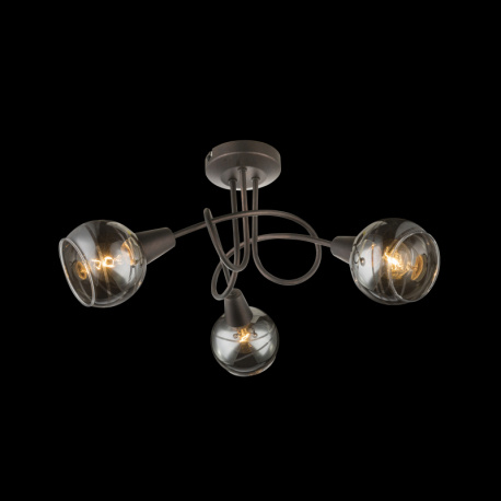 Stropní svítidlo, kov bronzové barvy, kouřové sklo, včetně LED 10585, Ø390, V: 246, včetně žárovek 3xE14 LED 4W 230V, 324lm, 3000K.