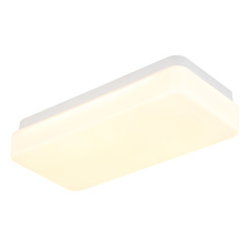 Stropní svítidlo, matný bílý kov, bílý akrylát, posuvný spínač, nastavitelné barvy, DxŠxV:28,5x13,5x6cm, LED 12W 230V, zdroj 1500lm, výkon 684lm, CCT 3000/4200/6500K