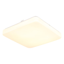 Stropní svítidlo, matný bílý kov, bílý akrylát, posuvný spínač, nastavitelné barvy, DxŠxV:27x27x5,5cm, LED 16W 230V, zdroj 1780lm, výkon 1250lm, CCT 3000/4200/6500K