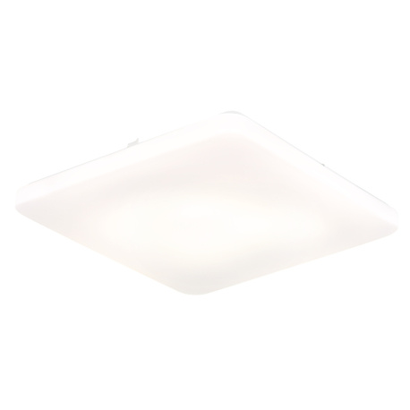 Stropní svítidlo, matný bílý kov, bílý akrylát, posuvný spínač, nastavitelné barvy, DxŠxV:41x41x6cm, 24W 230V LED, zdroj 2600lm, výkon 1720lm, CCT 3000/4200/6500K