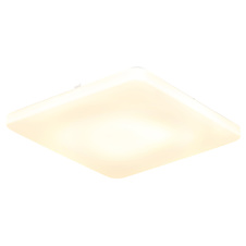 Stropní svítidlo, matný bílý kov, bílý akrylát, posuvný spínač, nastavitelné barvy, DxŠxV:41x41x6cm, 24W 230V LED, zdroj 2600lm, výkon 1720lm, CCT 3000/4200/6500K