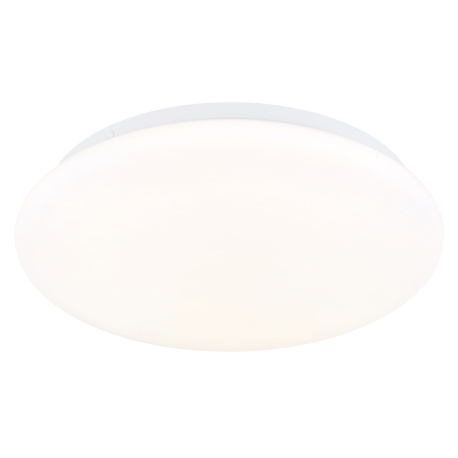 Stropní svítidlo, matný bílý kov, bílý akrylát, posuvný spínač, nastavitelné barvy, Ø:26cm, V:6,5cm, 12W 230 V LED, zdroj 1170lm, výkon 760lm, CCT 3000/4200/6500 K