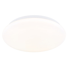 Stropní svítidlo, matný bílý kov, bílý akrylát, posuvný spínač, nastavitelné barvy, Ø:26cm, V:6,5cm, 12W 230 V LED, zdroj 1170lm, výkon 760lm, CCT 3000/4200/6500 K