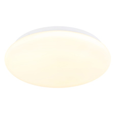 Stropní svítidlo, matný bílý kov, bílý akrylát, posuvný spínač, nastavitelné barvy, Ø:26cm, V:6,5cm, 12W 230 V LED, zdroj 1170lm, výkon 760lm, CCT 3000/4200/6500 K