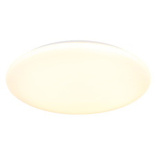 Stropní svítidlo, matný bílý kov, bílý akrylát, posuvný spínač, nastavitelné barvy, Ø:40cm, H:8,5cm, 24W 230V LED, zdroj 2600lm, výkon 1870lm, CCT 3000/4200/6500K