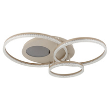 Stropní svítidlo, matný kov v barvě písku, zrcadlový plast s 3D efektem, matný kov v barvě cappuccino, čiré plastové krystaly, kruh Ø:1x50cm, 1x40cm, DxŠxV:78x60x14cm, LED 40W 230V, světelný zdroj 4322lm, výkon 3112lm, 3000K