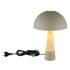 Stolní lampa, kov, matně šedá, imitace travertinu, černý PVC kabel, kolébkový vypínač na kabelu, Ø:25cm, V:36,5cm, délka kabelu 150cm, bez žárovky 1x E27 ILLU, max. 40W 230V