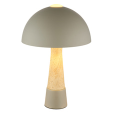 Stolní lampa, kov, matně šedá, imitace travertinu, černý PVC kabel, kolébkový vypínač na kabelu, Ø:25cm, V:36,5cm, délka kabelu 150cm, bez žárovky 1x E27 ILLU, max. 40W 230V