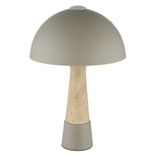 Stolní lampa, kov, matně šedá, imitace travertinu, černý PVC kabel, kolébkový vypínač na kabelu, Ø:25cm, V:36,5cm, délka kabelu 150cm, bez žárovky 1x E27 ILLU, max. 40W 230V