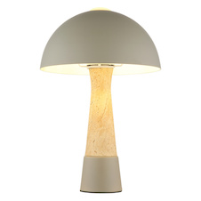 Stolní lampa, kov, matně šedá, imitace travertinu, černý PVC kabel, kolébkový vypínač na kabelu, Ø:25cm, V:36,5cm, délka kabelu 150cm, bez žárovky 1x E27 ILLU, max. 40W 230V