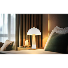 Stolní lampa, kov, pískově matná, imitace travertinu, černý PVC kabel, kolébkový vypínač na kabelu, Ø:25cm, V:36,5cm, délka kabelu 150cm, bez žárovky 1x E27 ILLU, max. 40W 230V