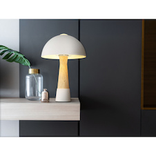 Stolní lampa, kov, pískově matná, imitace travertinu, černý PVC kabel, kolébkový vypínač na kabelu, Ø:25cm, V:36,5cm, délka kabelu 150cm, bez žárovky 1x E27 ILLU, max. 40W 230V