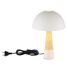 Stolní lampa, kov, pískově matná, imitace travertinu, černý PVC kabel, kolébkový vypínač na kabelu, Ø:25cm, V:36,5cm, délka kabelu 150cm, bez žárovky 1x E27 ILLU, max. 40W 230V