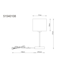 Stolní lampa, kov, černá a chrom matná, lněná krémová, PVC kabel, kolébkový vypínač na kabelu, Ø:17cm, V:37cm, délka kabelu 150cm, bez žárovky 1x E27, max. 25W 230V